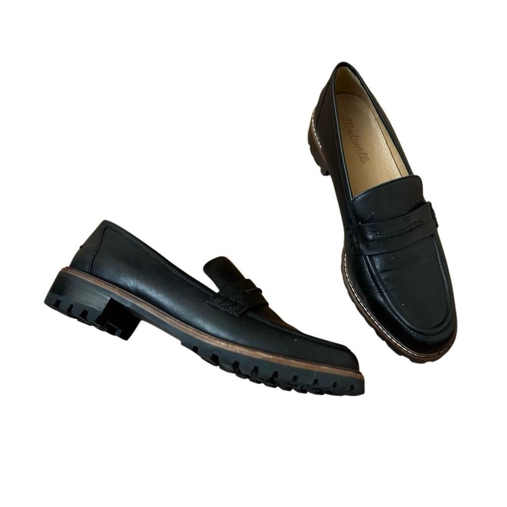 Madewell The Corinne Lugsole Loafer in True Black Leather Size 9 Women’s - Picture 8 of 8